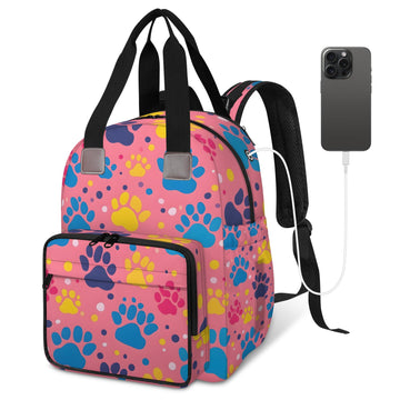 KOBLEN Dog Paw Prints Diaper Bag Backpack Baby Essentials Travel Tote Bag with Insulated Pockets Multi-functional Diaper Bags Or