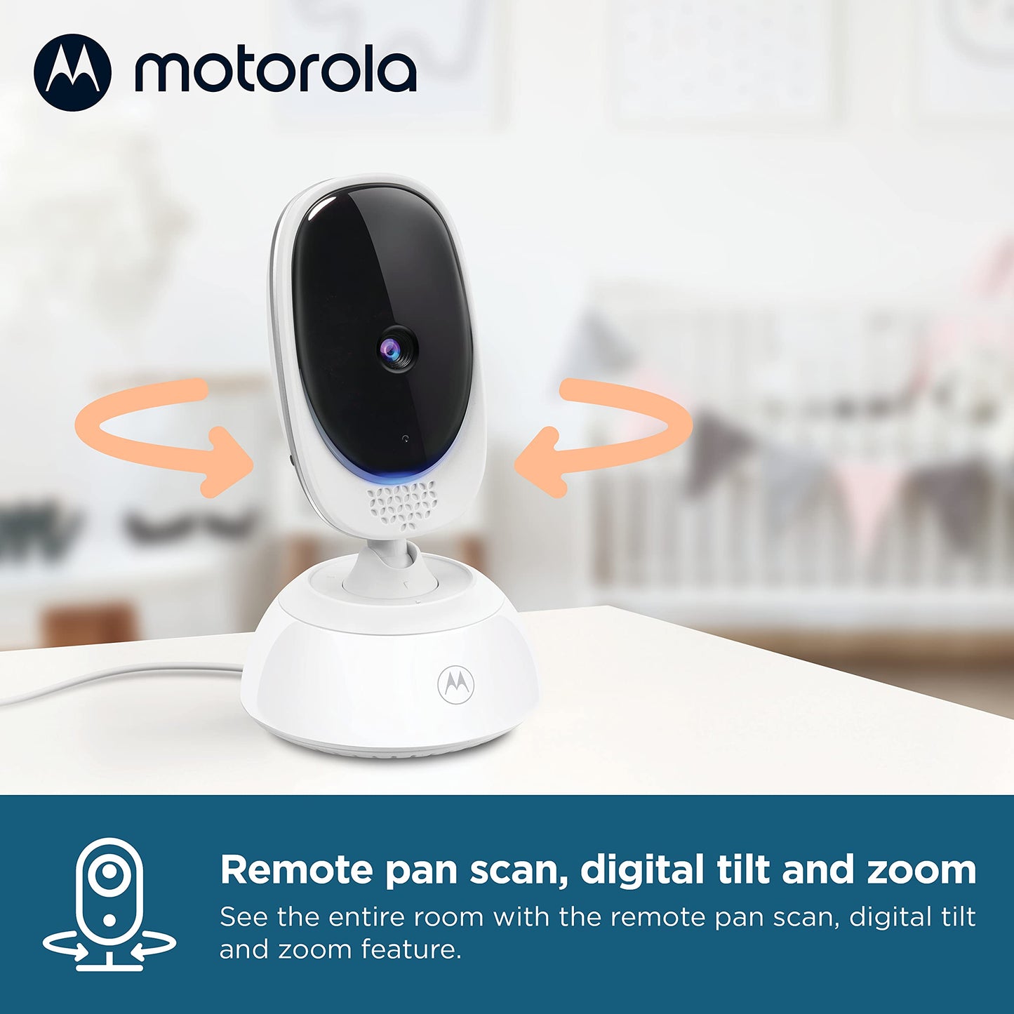 Motorola Baby Monitor Vm75 - Indoor Video With 2 Cameras, 480X272P, 1000Ft Range 2.4 Ghz Wireless 5' Screen, 2-Way Audio, Remot