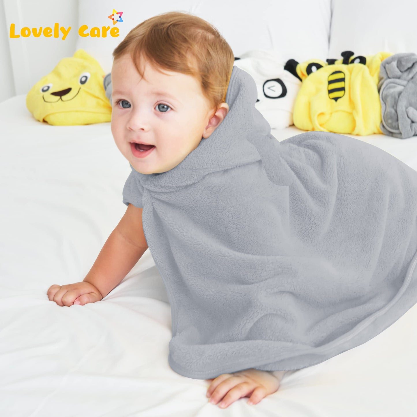 Lovely Care 3 Pack Baby Hooded Bath Towel with 24 Count Washcloth Sets for Newborns Infants & Toddlers, Boys & Girls - Baby Regi