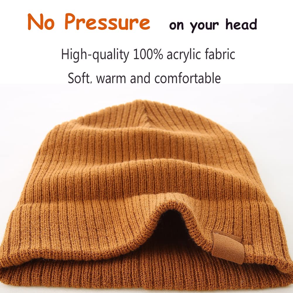 Lmlalml 2 Pack Beanie For Baby Boys Soft Knit Baby Winter Hat Stripe Warm Baby Beanies Black Yellow
