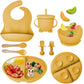 Mrkyy Silicone Baby Feeding Set, Baby Led Weaning Supplies with Suction Bowl Divided Plate, Toddler Self Feeding Dish Set with S