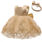 Formal Prom Pageant Wedding Girls Dresses A-Line Knee Length Tutu Ruffle Dress Princess Party Infant Baby Dress 6M Gold B 70