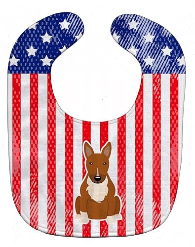 Carolines Treasures Patriotic USA Baby Bib, Bull Terrier Red, Large