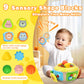7-in-1 Activity Cube Drum Montessori Toys for Baby, Busy Toys for Toddlers with 9 Sensory Shape Blocks, Music & Light Educationa