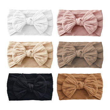 Fecawd 6Pcs Baby Headbands, Girls Headbands With Bows, Soft Stretchy Nylon Hair Bands Hair Accessories For Newborn Infant Toddle