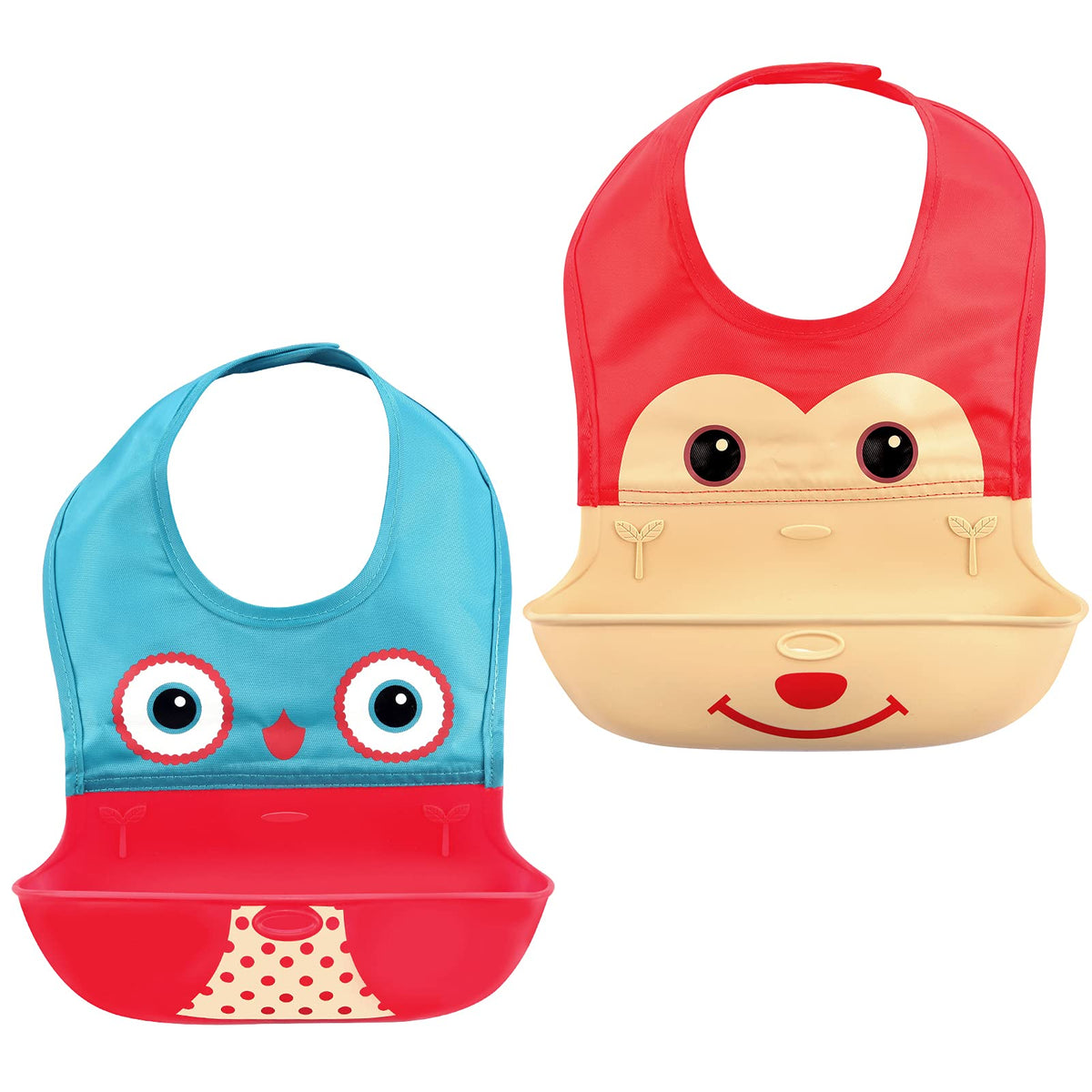 HAHA Baby Silicone Bibs for Girls Boys Eating Feeding Toddler Waterproof RollUp Bib with Food Catcher Unisex Infant Bibs for Ba