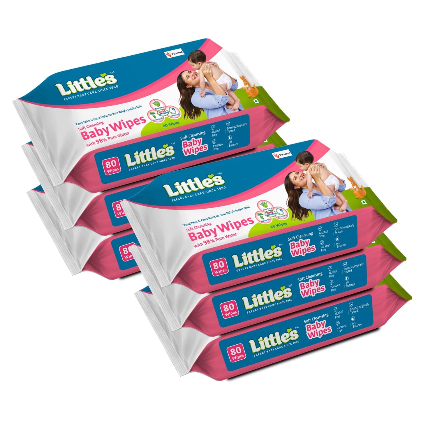 LittleS Soft Cleansing Baby Wipes | 80 Wipes X 6  480 Wipes | Extra Thick & Moist Wet Wipes For BabyS | Prevents Rashes & Red