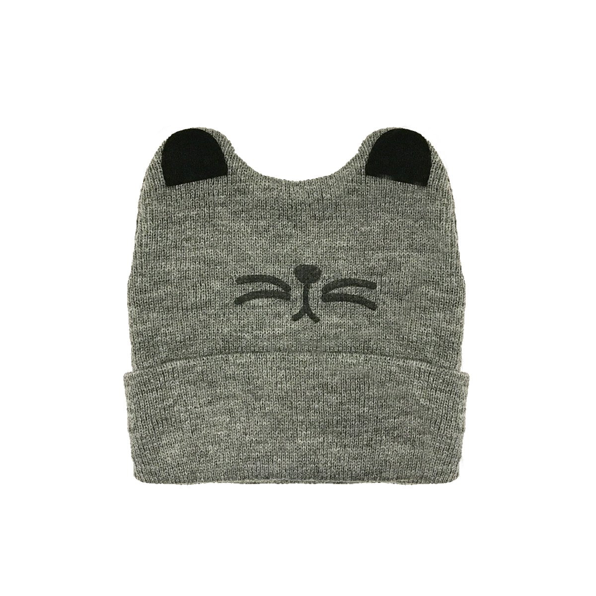 Allydrew Happy Cat Ear Knitted Beanie Winter Hat For Baby, Gray
