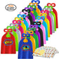 Adjoy Kids Superhero Capes And Masks 24 Sets Pack With Large Stickers - Superhero Themed Birthday Party Capes