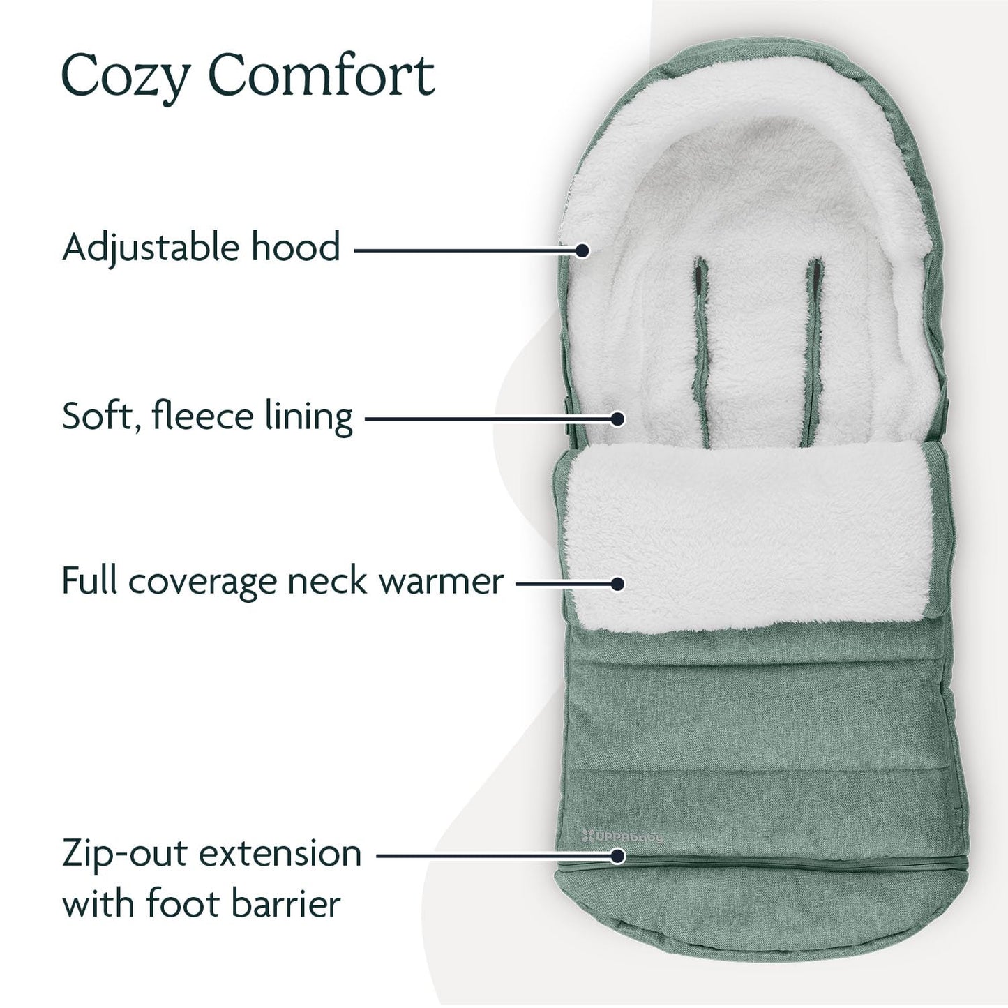 Uppababy Cozyganoosh Footmuff / Easily Attaches To Uppababy Strollers + Rumbleseat / Ultra-Plush, Weather-Proof / Gwen (Green M