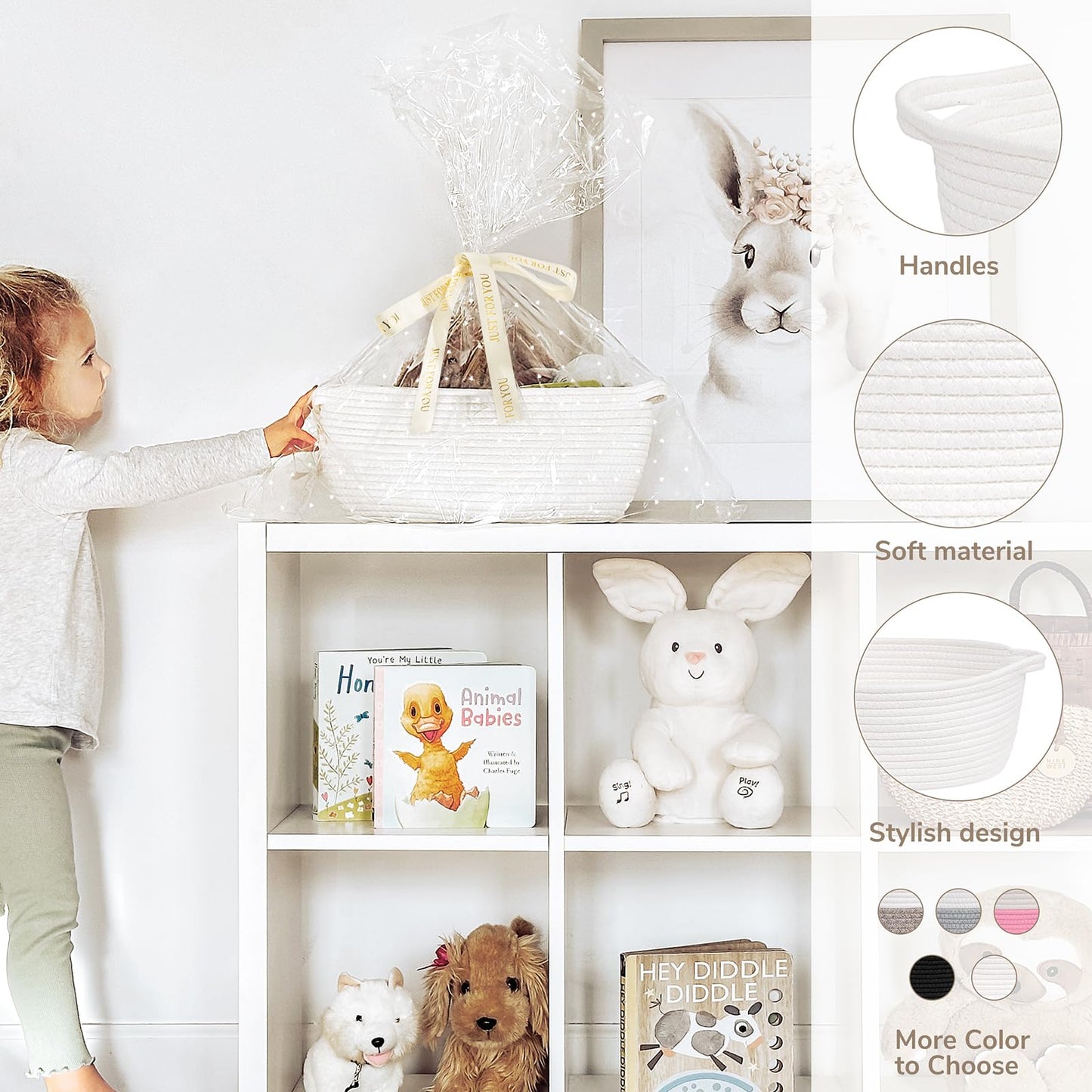 Chicvita White Baskets For Gifts Empty, Small Storage Basket For Towels, Baby Gift Basket For Nursery, Cute Basket For Decor, Wo