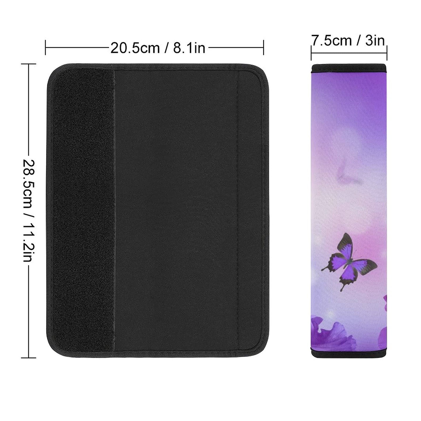 Bagea-Ka 2 Pack Car Seat Belt Pad Cover Butterfly On Purple Flowers Pattern For Adults Kids, Universal Soft Safety Belt Shoulder