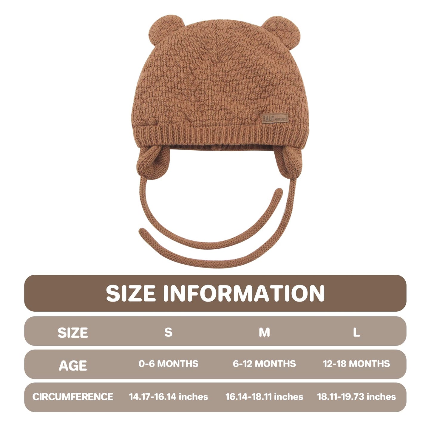 Duoyeree Kids Baby Hat Soft Warm Cable Knit Beanie Toddler Girl Fall Winter Hats(Net-Brown,12-18 Months)