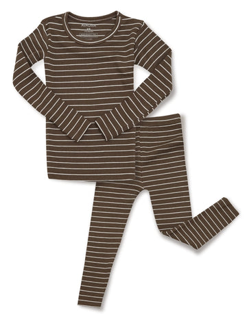 Avauma Stripe Pattern Newborn Baby Little Boys Girls Snug-Fit Pajamas Long Sleeve Sets Pjs Kids Clothes (S/Dark Brown)