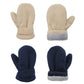 2 Pairs Toddler Mittens Unisex Lined Fleece Gloves Winter Warm Kids Mitten For Baby Boys And Girls Navy&Beige