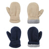 2 Pairs Toddler Mittens Unisex Lined Fleece Gloves Winter Warm Kids Mitten For Baby Boys And Girls Navy&Beige