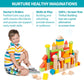 Wooden Building Blocks Set - Stacker Stacking Preschool Learning Educational Toys with Carrying Bag, Toddler Toys for 3+ Year Ol