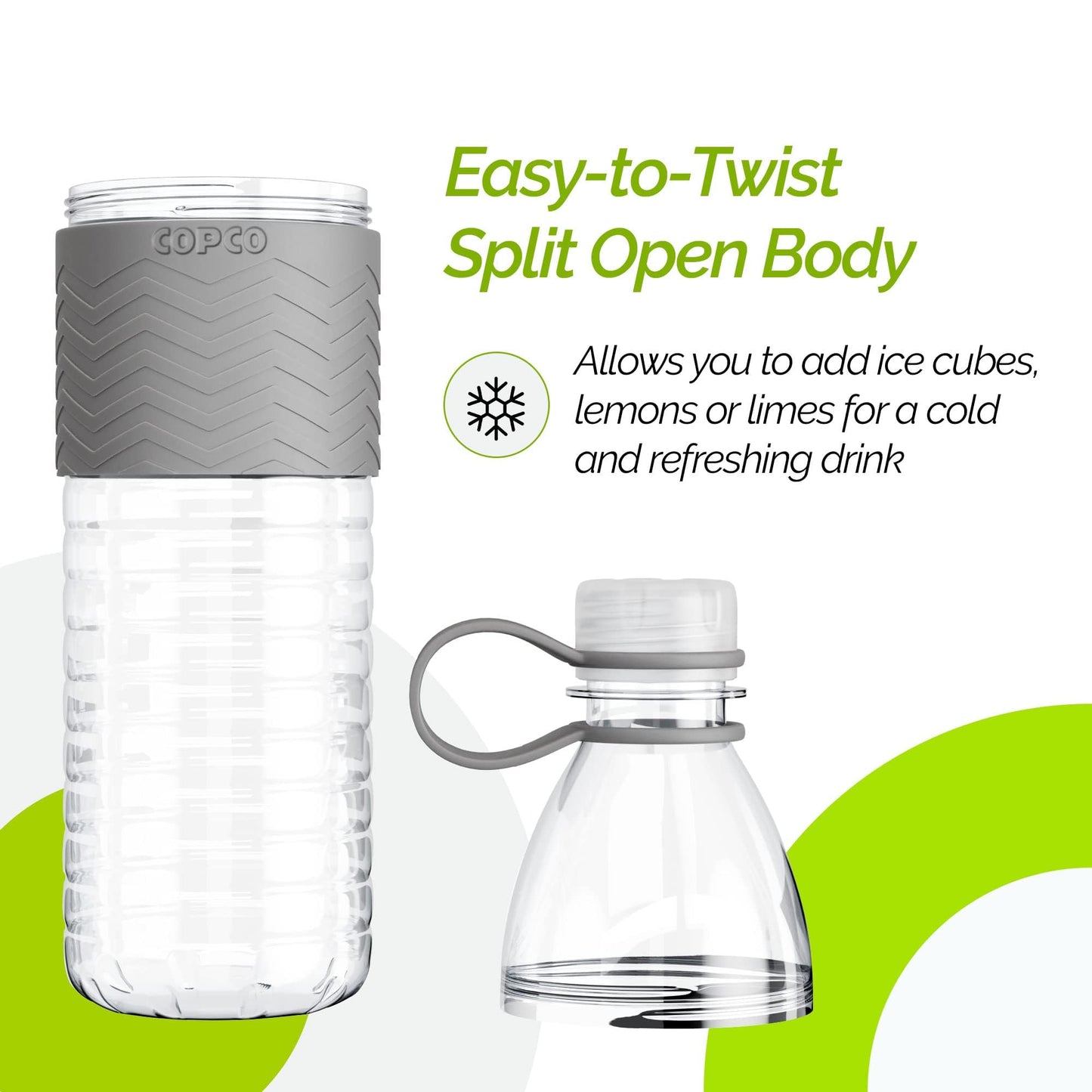 Copco Hydra Chevron Reusable Water Bottles | Clear Water Bottles For School, Gym, Travel, & More | Bpa Free Tritan Plastic Water