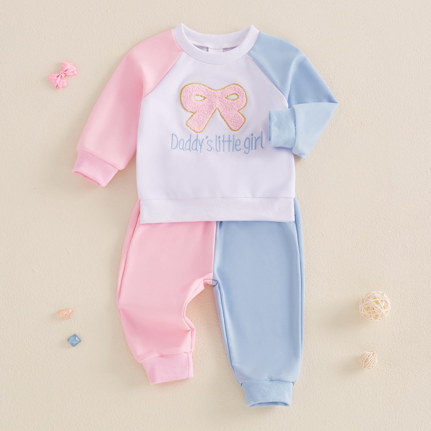 Ayalinggo Toddler Baby Girl Valentines Outfit Love Heart Shirt Long Sleeve Sweatshirt Casual Pants Valentines Day Clothes (Blue