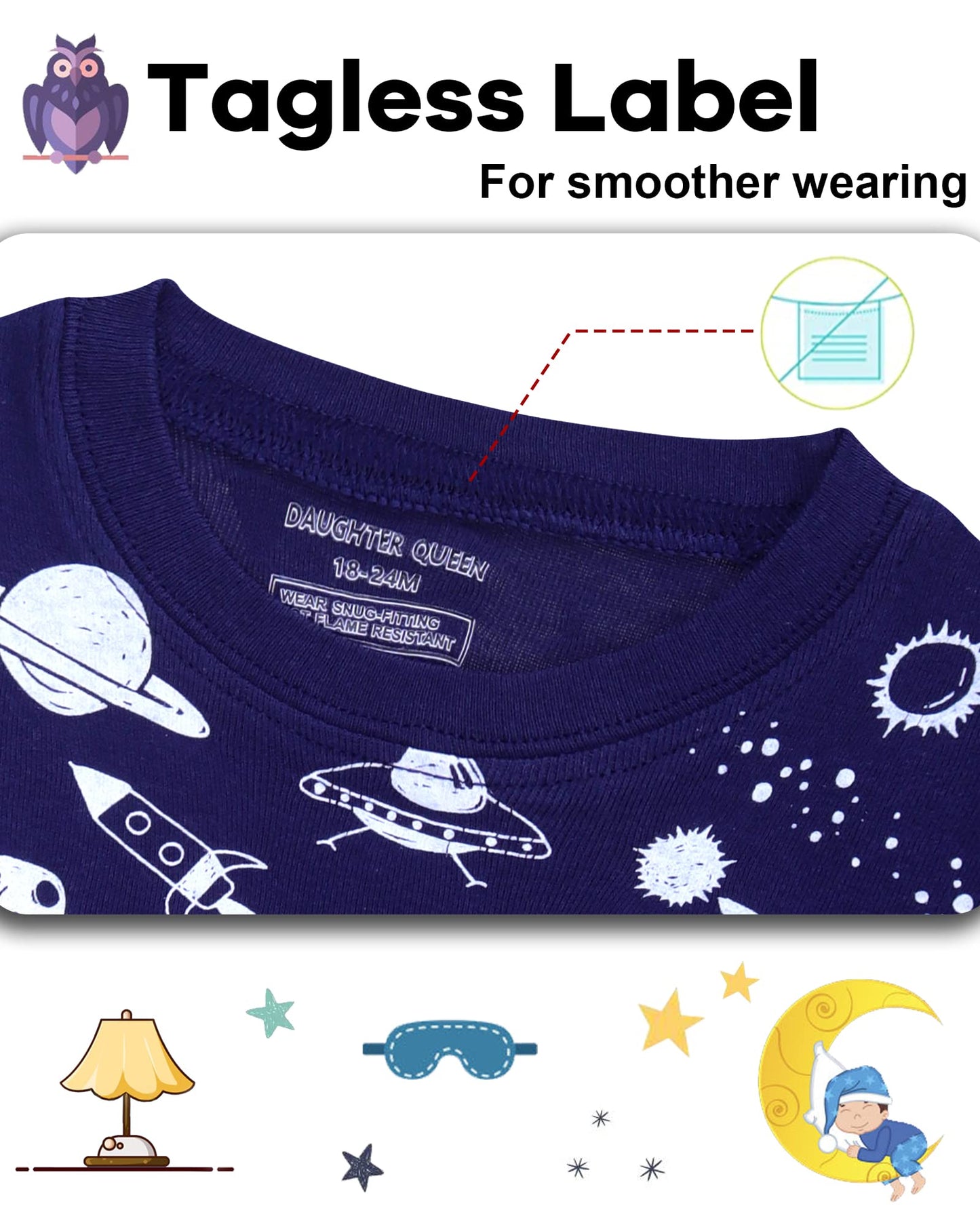 Daughter Queen Boys Pajamas 18-24 Months Summer Pjs Space Pj Sets Baby Toddler Cotton Short Sleeve Sleepwear Astronaut Jammies S