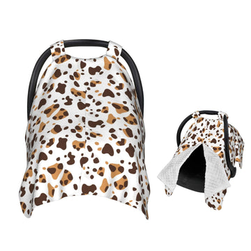 Muishi Brown Cow Print Baby Car Seat Canopy Nursing Cover for Newborn Car Seat Breastfeeding Covers Blanket Newborn Shower Gift