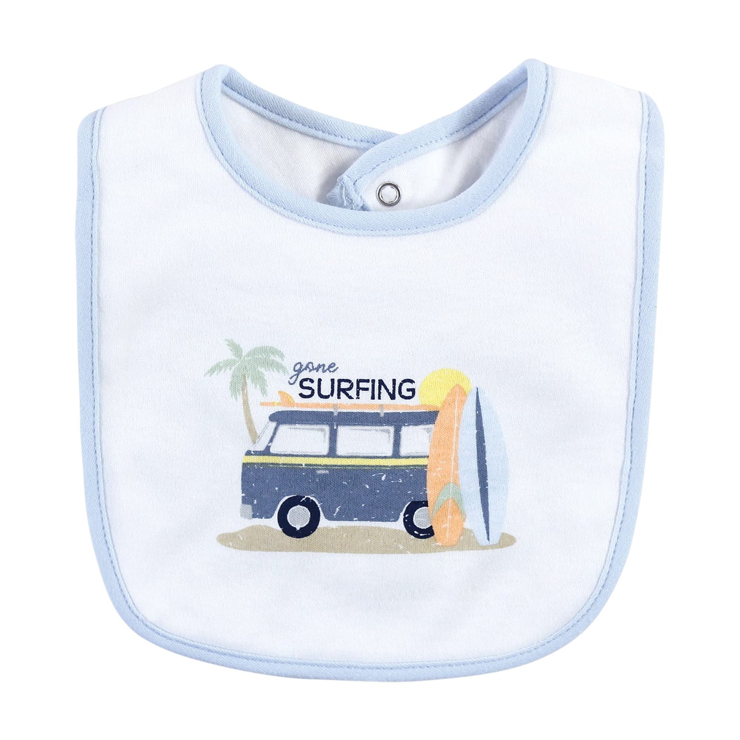 Hudson Baby Unisex Baby Cotton Bibs, Gone Surfing, One Size