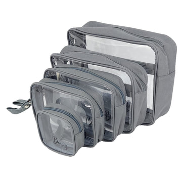 Llama Bella 5 Piece Diaper Bag Organizer Pouch Set, Clear With Straps And Pacifier Case