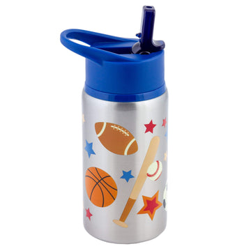 Stephen Joseph Stainless Steel Water Bottles, 18 Oz, Straw Lid, Reusable Tumbler, Insulated, Sports