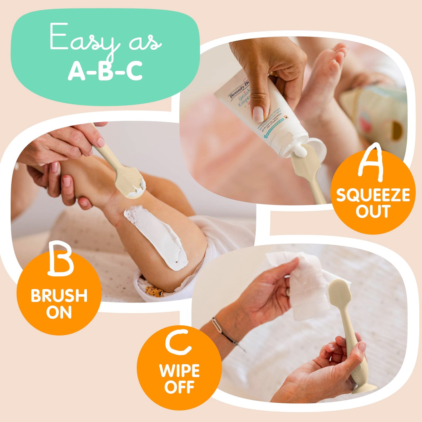 Bumco Baby Bum Brush - Bpa-Free Diaper Cream Spatula With Suction Cup Base, Soft & Flexible Silicone, Wipe-Clean, Mom-Invented D