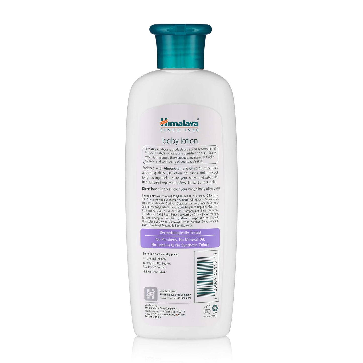 Himalaya Baby Lotion With Olive Oil And Almond Oil, Free From Parabens, Mineral Oil & Lanolin, Dermatologist Tested, 6.76 Oz (20