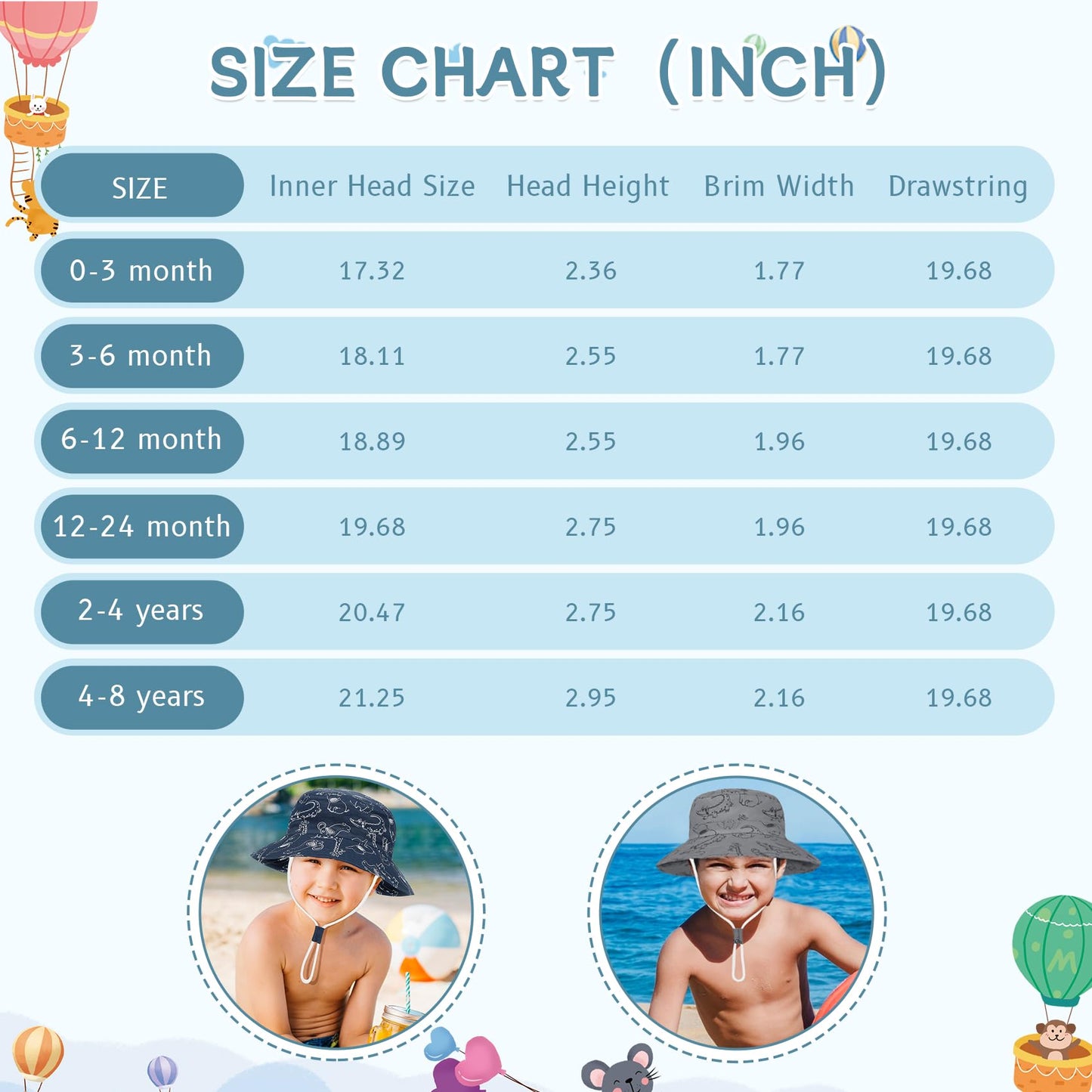 Durio Toddler Bucket Sun Hat Baby Hats Boys Summer Hats For Kids Gifts Green 3-6 Months
