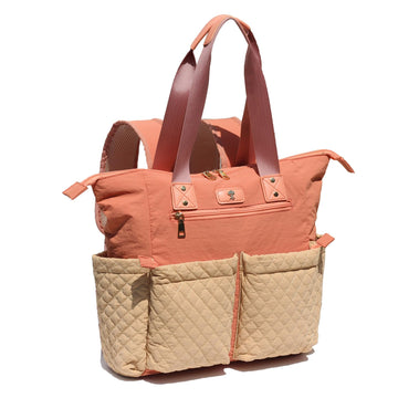 Esvan Diaper Tote Bag Totepack Backpack 2 In 1 For Women Multifunctional Large Capacity With Insulated Pockets Travel (Orange Kh