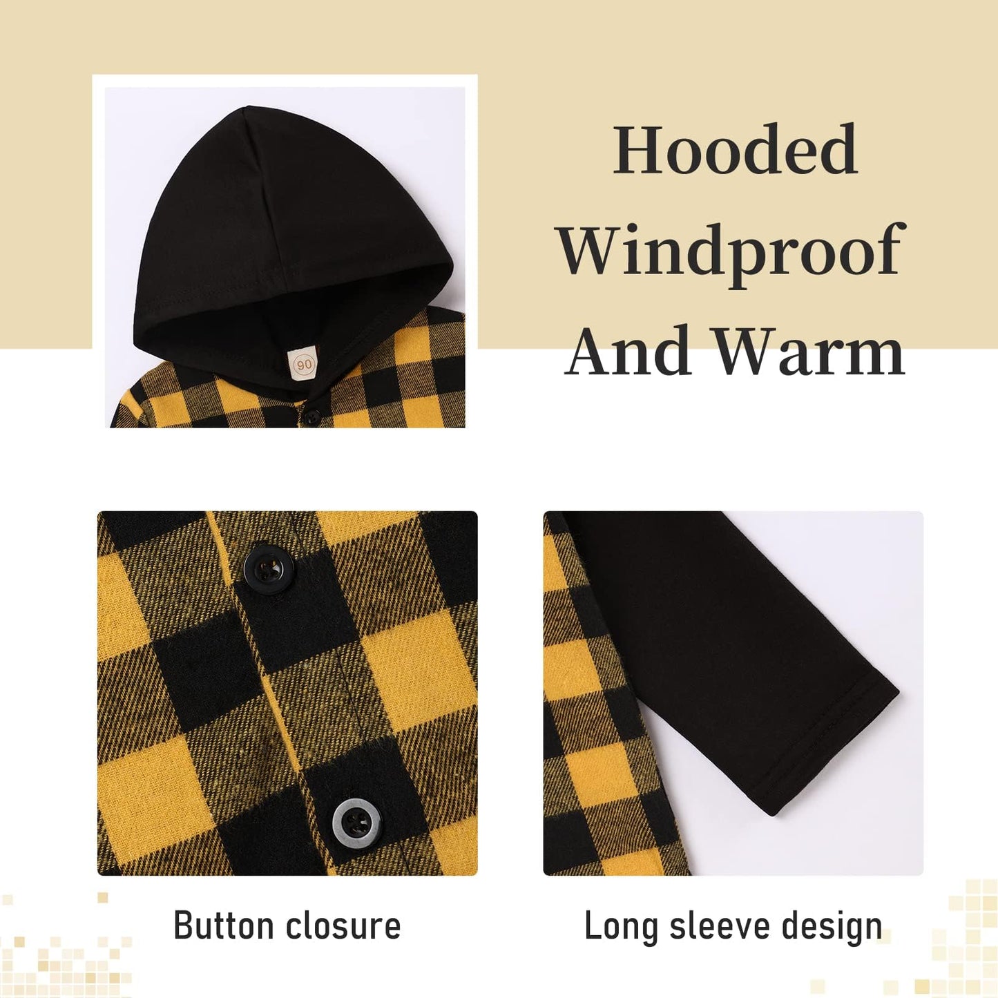 Fuermos Toddler Baby Boys Clothes Winter Flannel Plaid Long Sleeve Hoodie Sweatsuit Pants Outfits Set
