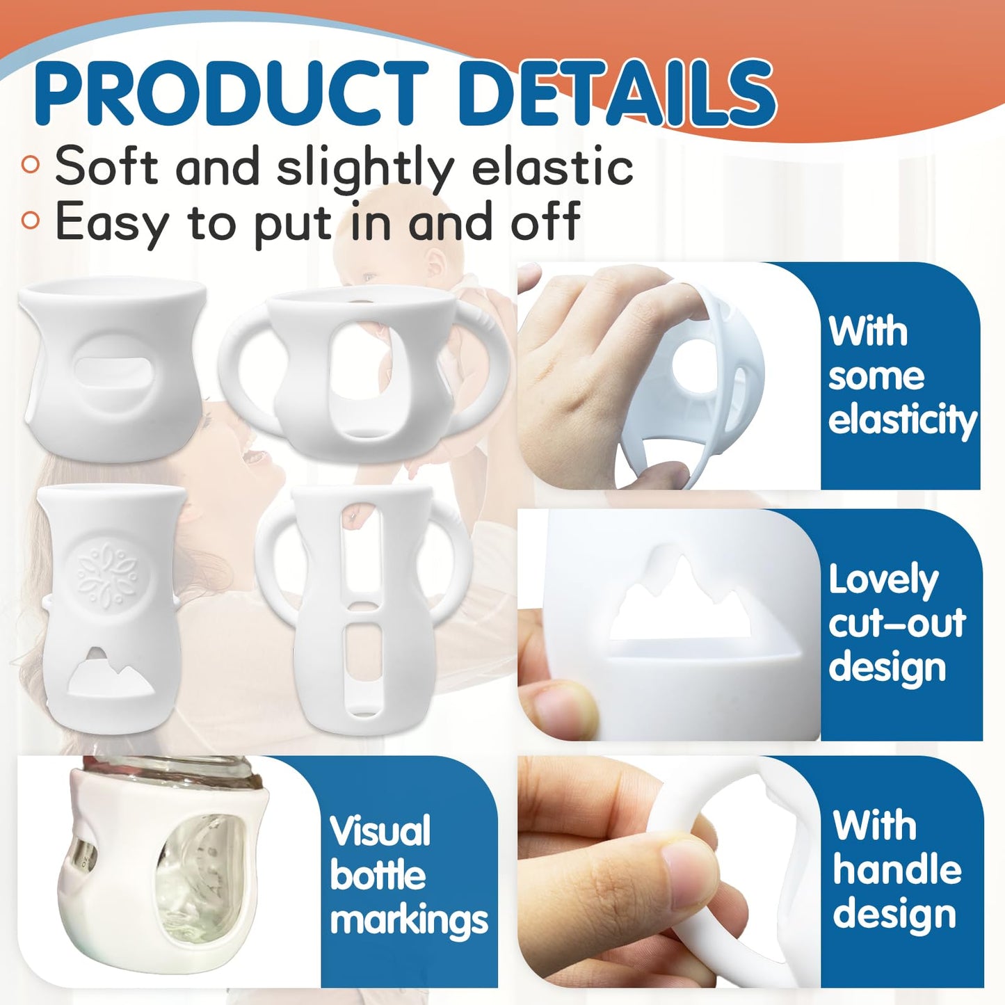 4 Pcs Silicone Sleeves For Philips Avent Glass Baby Bottle - For Avent Glass Baby Bottle Sleeves - Baby Bottle Sleeve Handler -