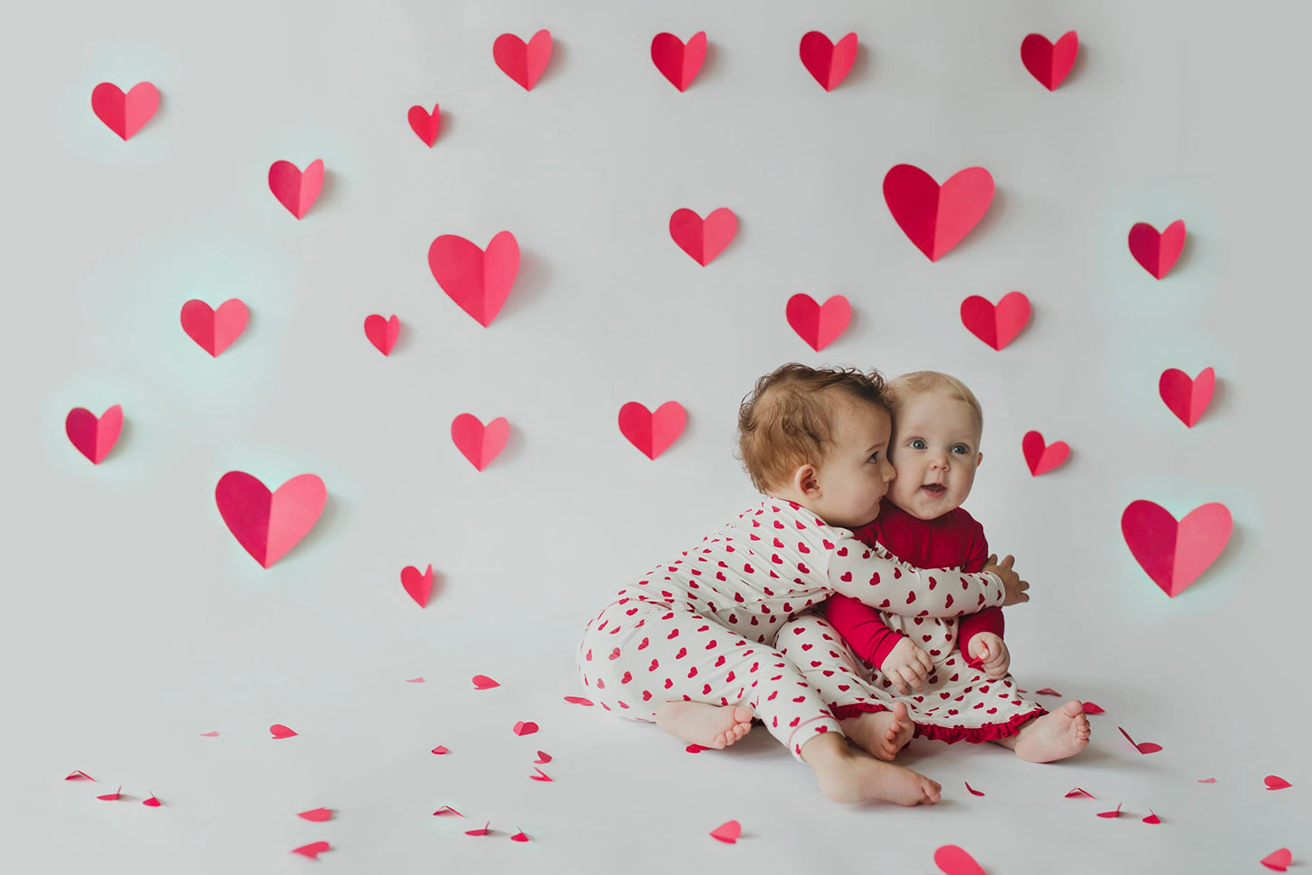 Kickee Full Of Hearts Two Piece Pajamas Set, Long Sleeve, Long Pants, Snug Fit Pajamas (Natural Hearts - 6 Years)