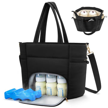 Wearable Breast Pump Bag for Working Mom, Breastmilk Cooler Tote Bag with Insulated Compartment, Breast Pump Bag with Ice Pack &