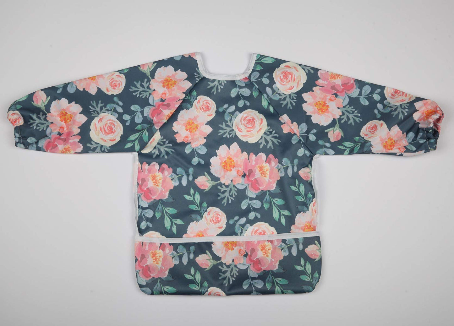 Sigzagor Baby Bib Sleeved Shirt With Pocket 1-3 years old Toddler Painting Drawing (Floral)