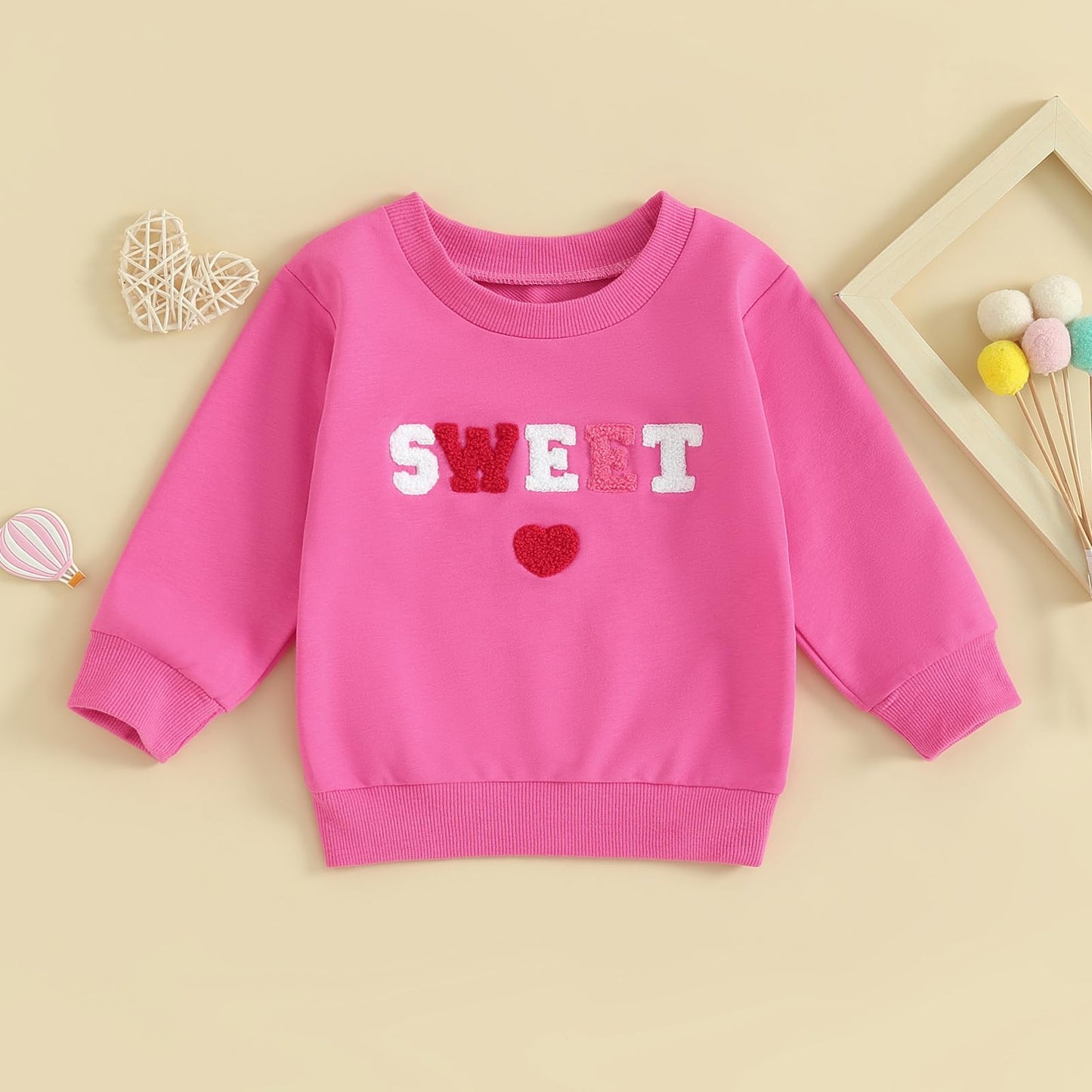 Creairy Newborn Baby Girl Valentines Day Outfit Letter Heart Sweatshirt Long Sleeve T-Shirt Tops Toddler Spring Fall Clothes (Ro