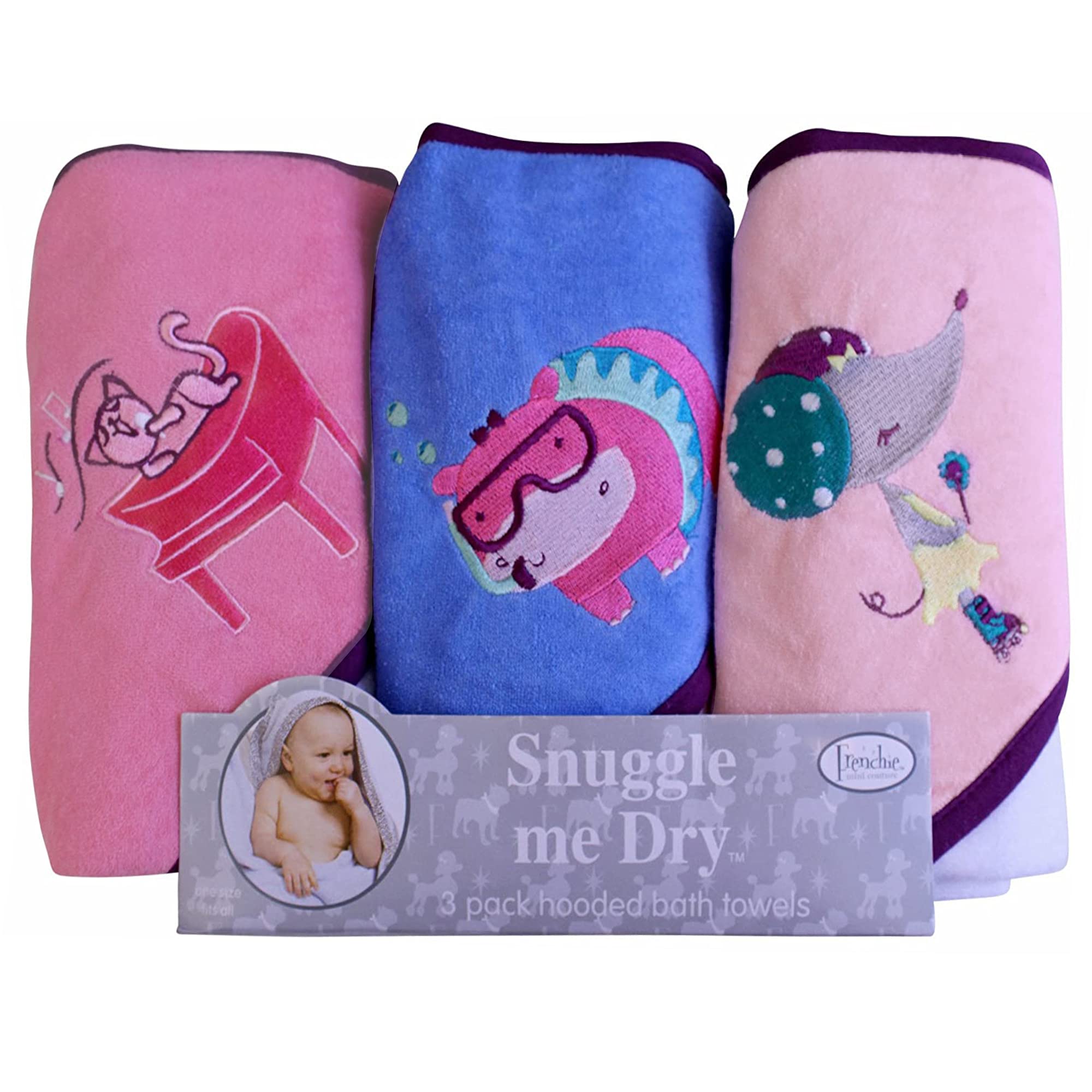Frenchie Mini Couture, Hooded Bath Towels For Babies, 80% Cotton/20% Polyester, WBCBBB01CC1FO0K