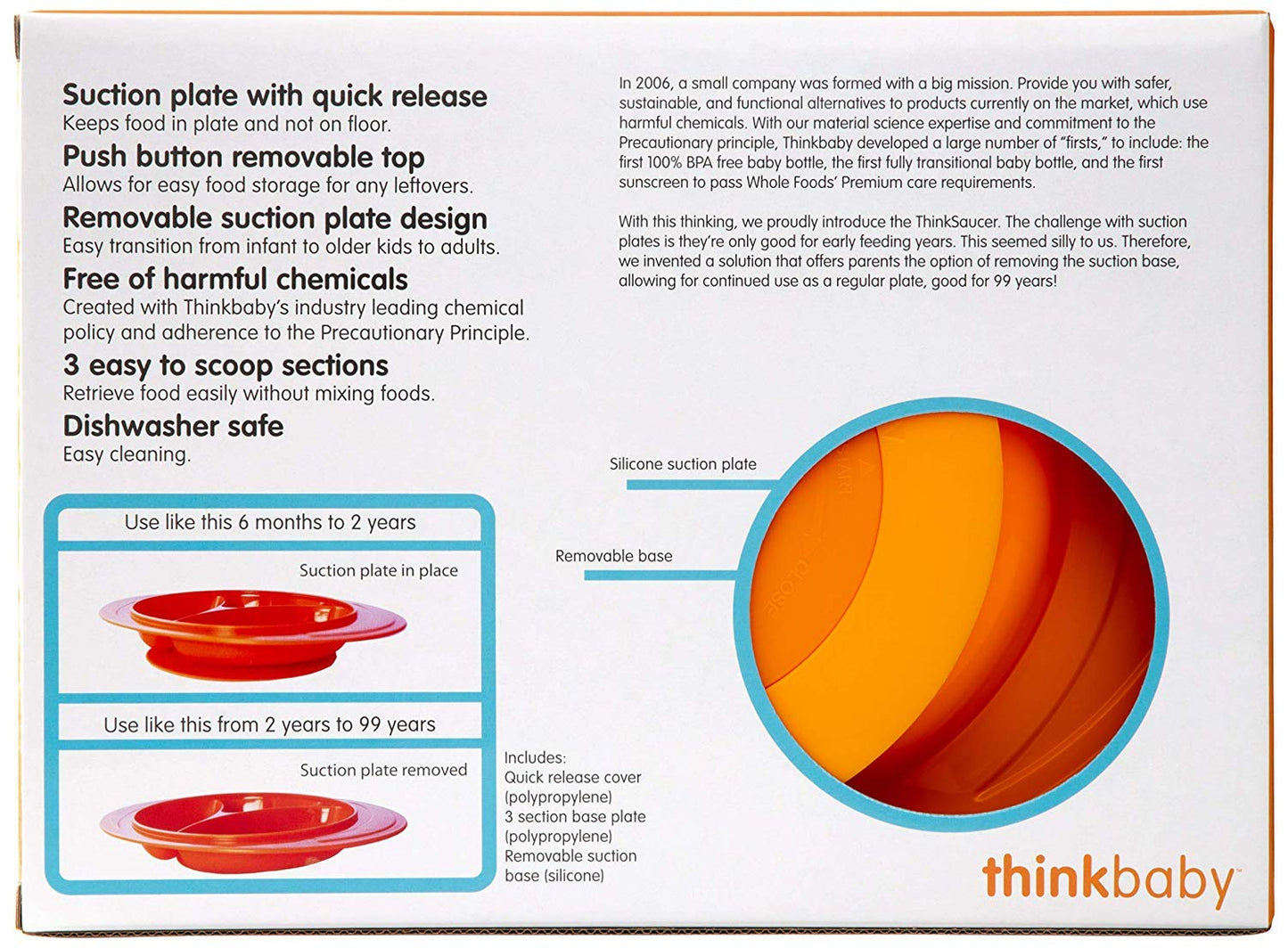 Thinkbaby Thinksaucer Suction Plate, Orange