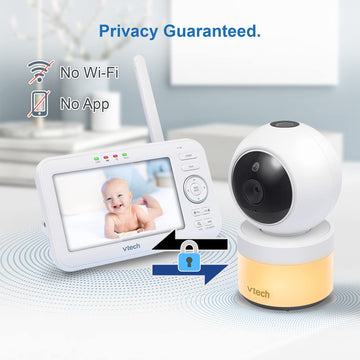 Vtech Vm5463-2 Baby Monitor 5' Screen With 2 Cameras, Pan-Tilt- Zoom, Night Light, Glow On The Ceiling Projector, Two-Way Talk,