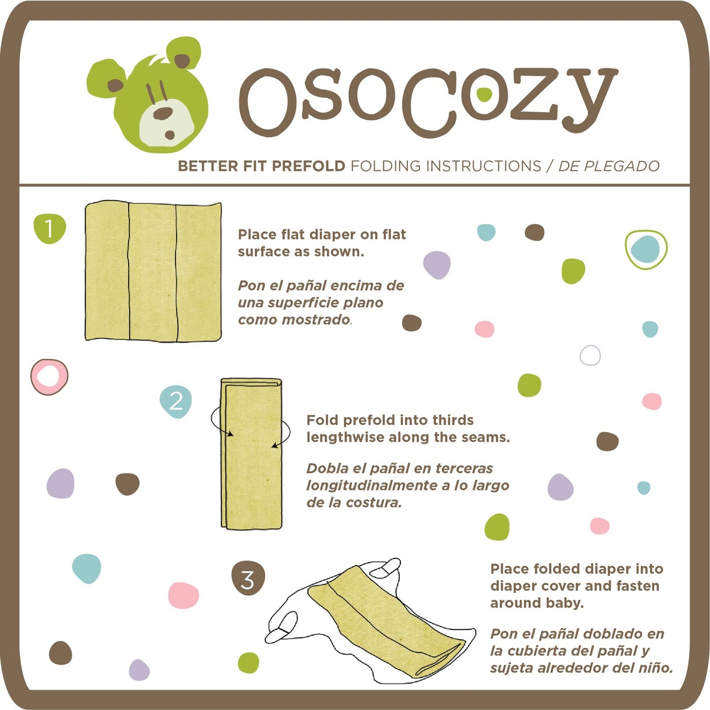 OsoCozy Organic Cotton Prefold Cloth Diapers Better Fit Small 4x8x4 Layering (6pk) - Super-soft, Thick, Absorbent, Durable and E