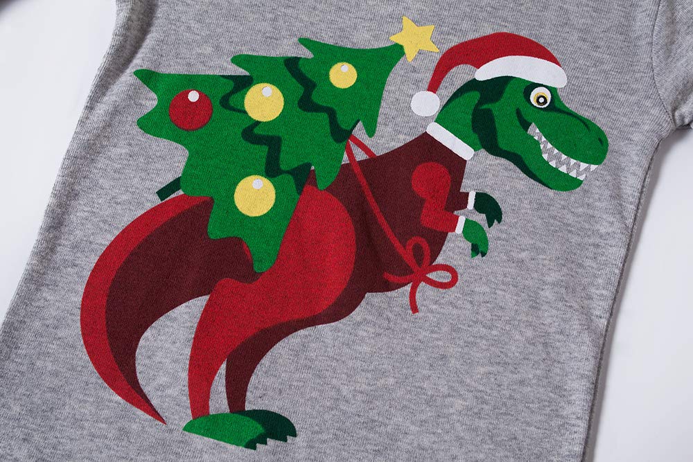Kikizye Christmas Grey Dinosaur Baby Boys Long Sleeve Pajamas 100% Cotton Sleepwears Infant Size 18-24 Monthes