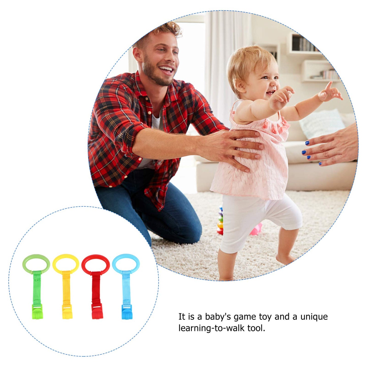 Toyandona Baby Rings 4Pcs Baby Infant Learning Stand Pull Rings Crib Pull Rings Hand Rings For Baby Standing Assistant Hanging B