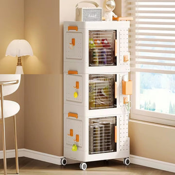 Nasmodo Storage Bins With Lids With Wheel Storage Containers With Wheels Closet Organizers Folding Storage Box, Stackable Storag