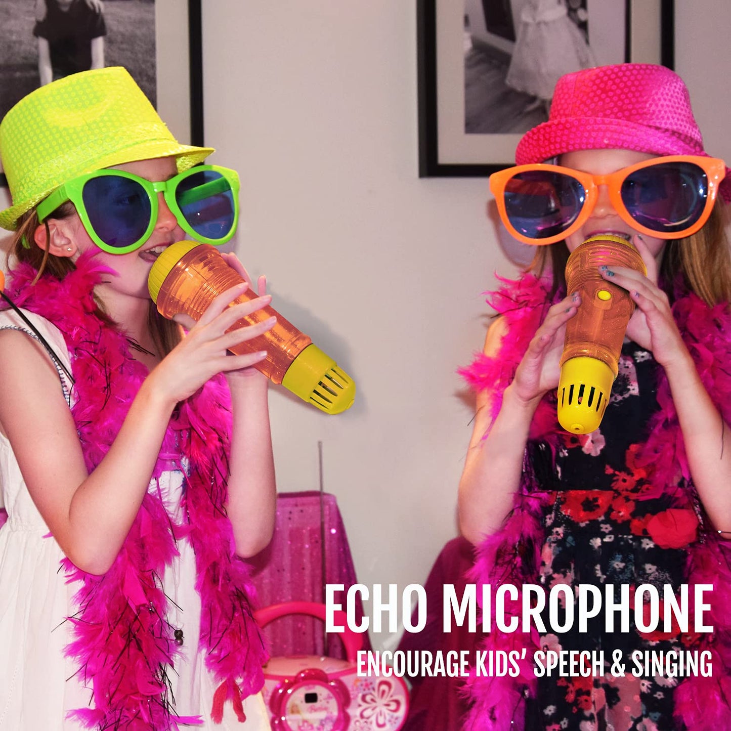 Novelty Place Echo Mic for Kids and Toddlers - Battery-Free Magic Karaoke Microphone Voice Amplifying Retro Toy for Singing, Spe