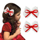 Lmymhmlm 2Pcs Lace Hair Bows For Girls, White Lace And Red Hair Ribbons, Alligator Bow Hair Clips, Handmade Hair Accessories For