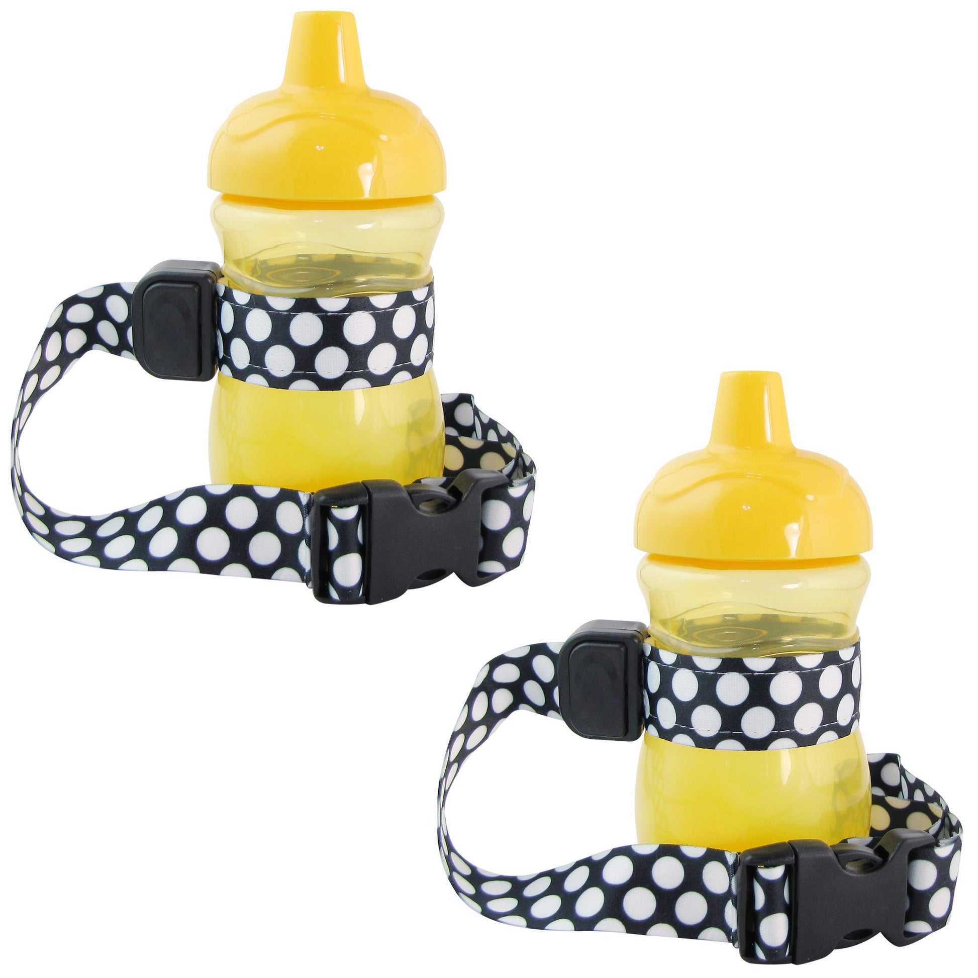 Pbnj Baby Sippypal Sippy Cup Holder Strap Leash Tether (Blk/White Dot 2-Pack)
