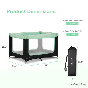 Dream On Me Zodiak Portable Playard In Mint, Lightweight, Packable And Easy Setup Baby Playard, Breathable Mesh Sides And Soft F