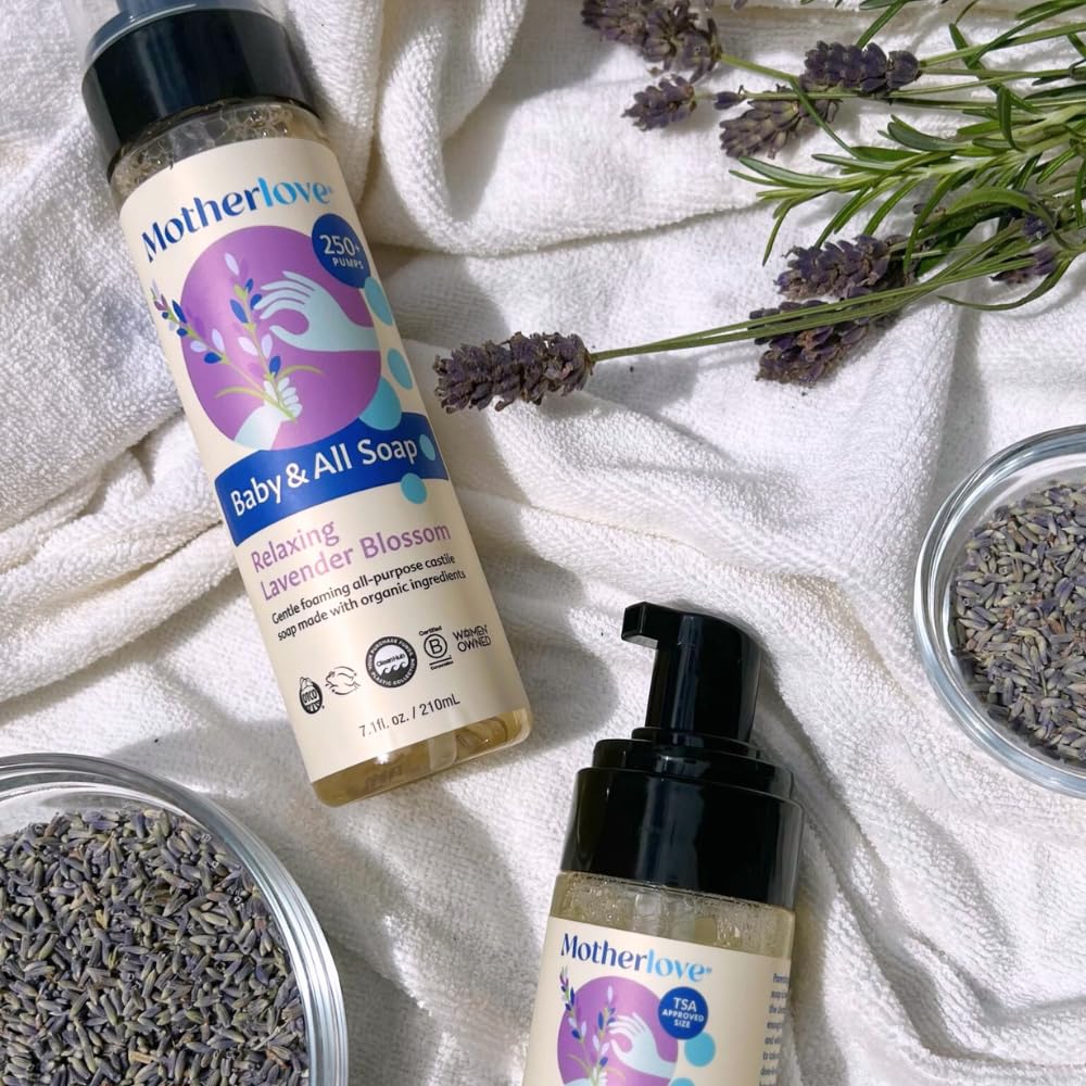 Motherlove Baby & All Soap (7.1 Oz) Gentle Foaming All-Purpose Castile Soap Made With Organic Ingredients - Relaxing Lavendar Bl